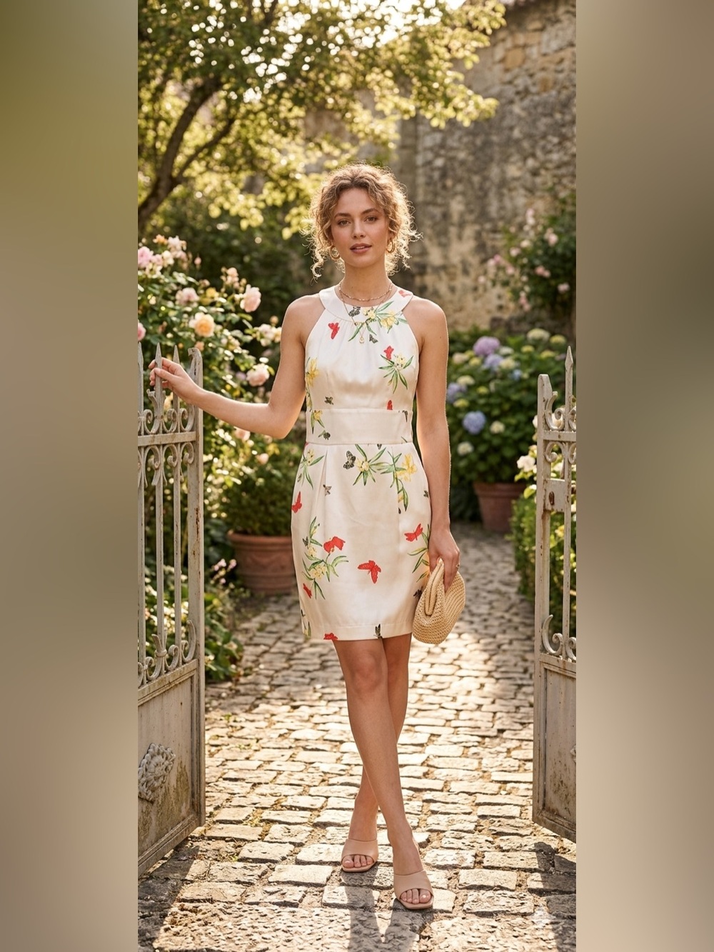 Beautiful H&M Floral & Butterfly‎ Halter Dress ✨